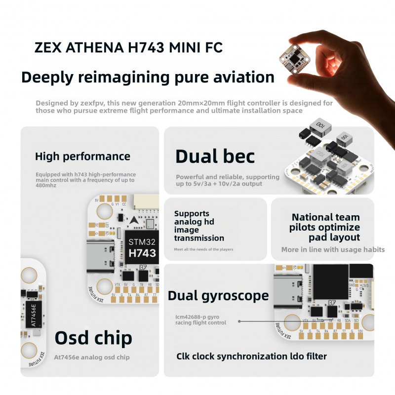 ZEX ATHENA H743 Mini Flight Co - đánh giá và giá Drone Rc Flight Controller