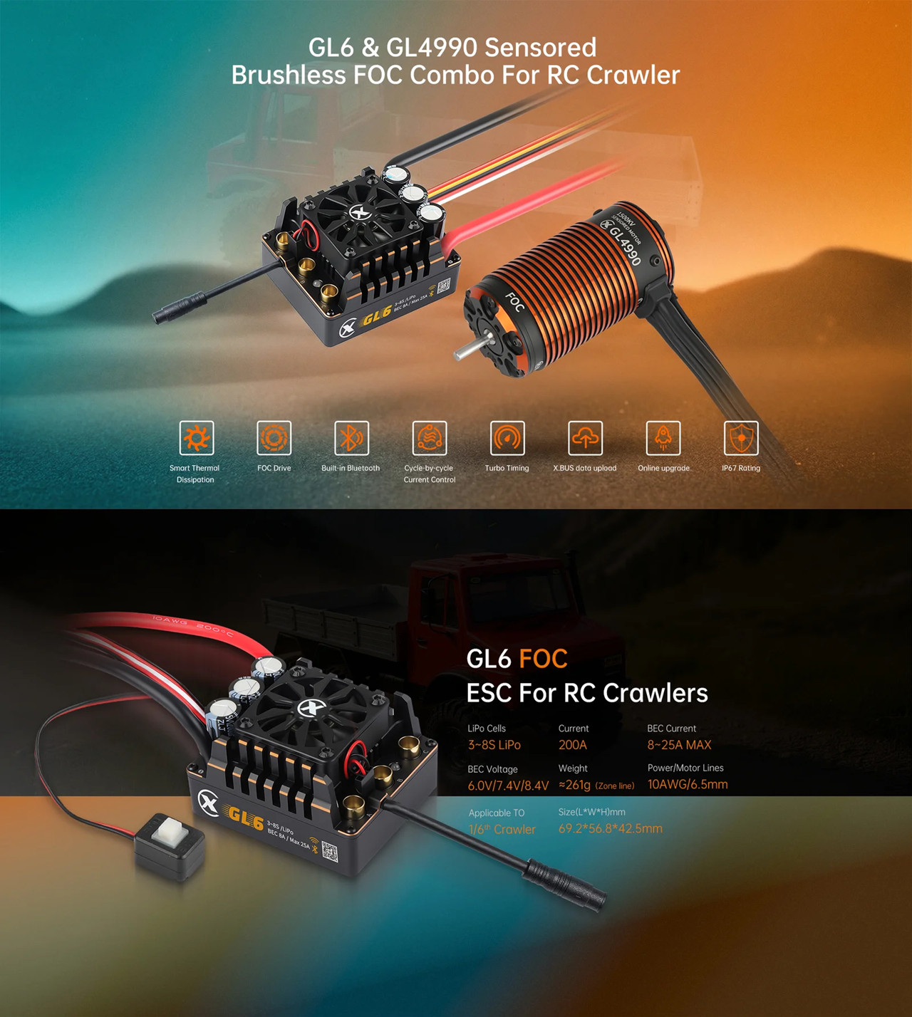 XC COMBO FOC CRAWLER BRUSHLESS - đánh giá và giá Esc 4In1 Brushless